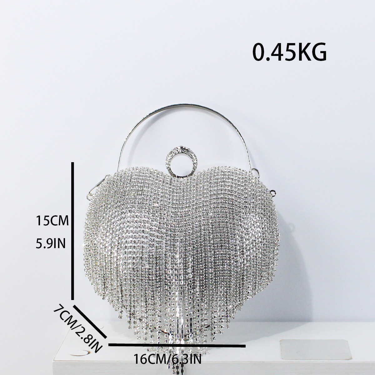 Tassel Heart Fashion Handbag Stylish Versatile Heart Crossbody Bag Light Luxury Evening Bag