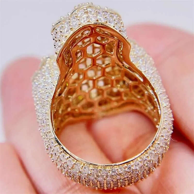 Pass Dia Tester Men Hip Hop Iced Out Baguette Cut Moissanite 10k gold ring