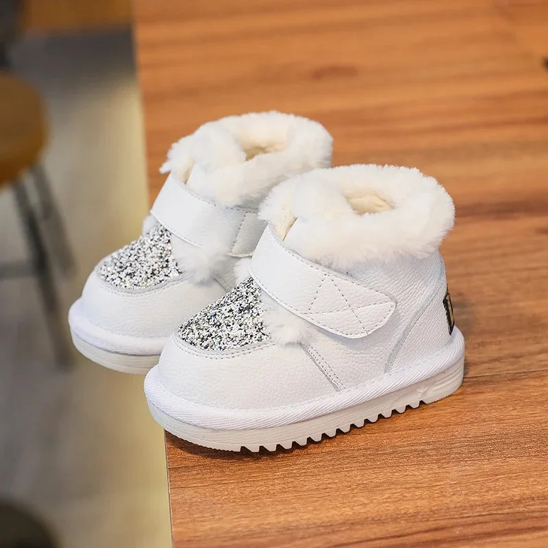 Children Winter Shoes for Baby Girls Snow Boots Infant Toddler Shoes Genuine Leather Softsoled Anti slip Kids Plush Boots 251015