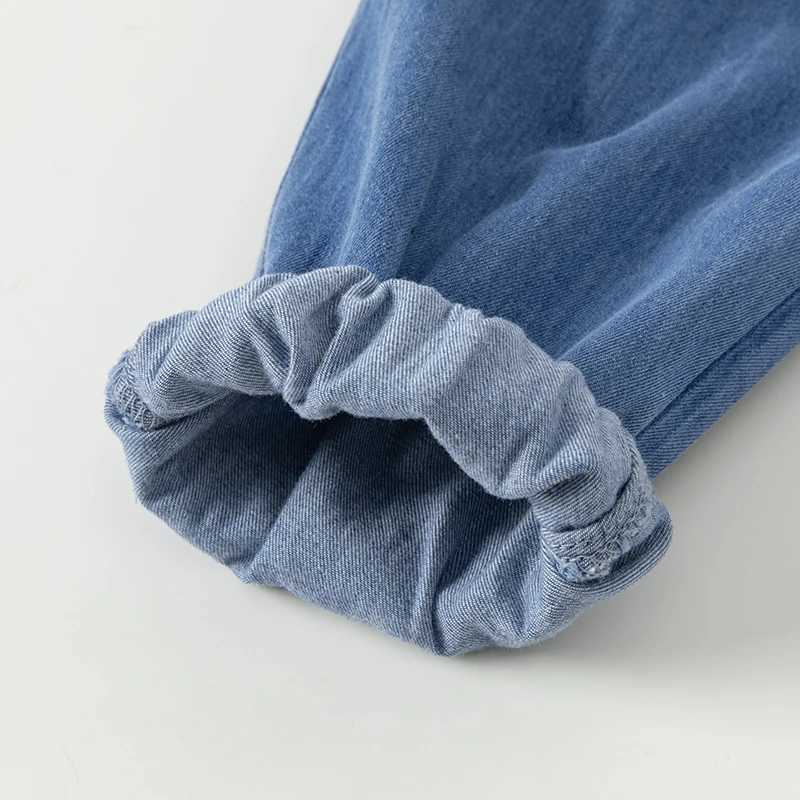Dave Bella Childrens Pants 2024 New Autumn Girls Trousers Babys Jeans Fashion Cute Casual Pure Cotton Cowboy Pants DB3242341T251017