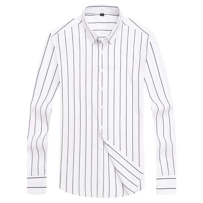 Blue Mens Single Breasted Buttoncollar Stripe Shirt Long Sleeve Fashion Fit Men Cotton Shirts Red Grey Large CamisaChemise J251017