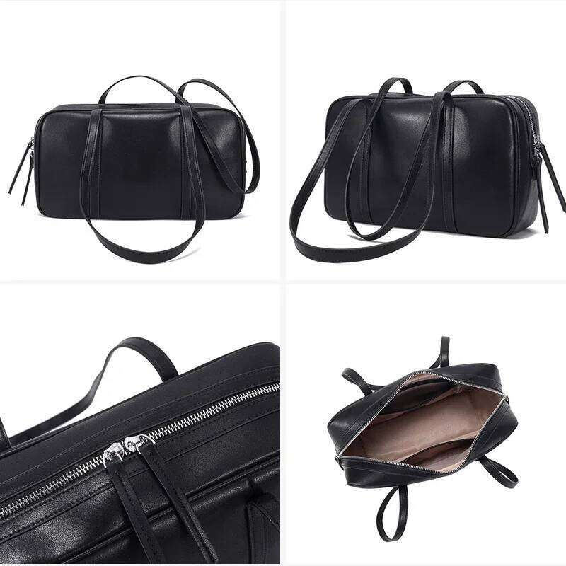 Women Cowhide Genuine Leather Shoulder Bags Ladies Fashion Designer Handbags Female Retro Commute Boston Handbag Lady New