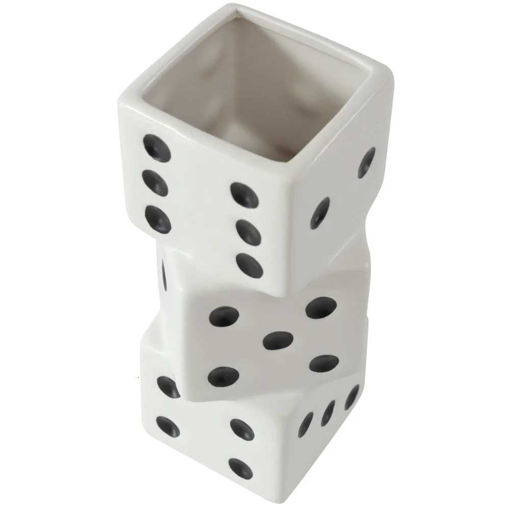Unique Ceramic Dice Vase Decorative Accent Desk Shelf Indoor Display Fun Home Decor 875 Inches Height C251017