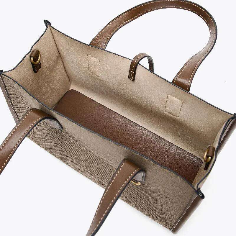 New Simple Casual Canvas Women's Handbag Zipper Shoulder 2025 Fashion Ladies Square Tote Shopping Bag