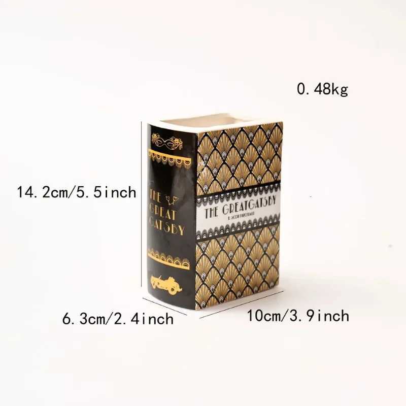 Creative Square Painted Flowers Book Ceramic Vase Flower Arrangement Art Crafts Irregular Table Vase Ornaments Home Decoration C251017