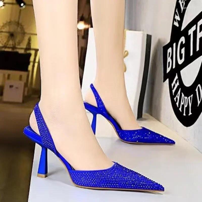 Dress ShoesSummer Brand Women Sandals Fashion Crystal Buckle High Heels Party Elegant Gold Woman Sexy Pumps designer