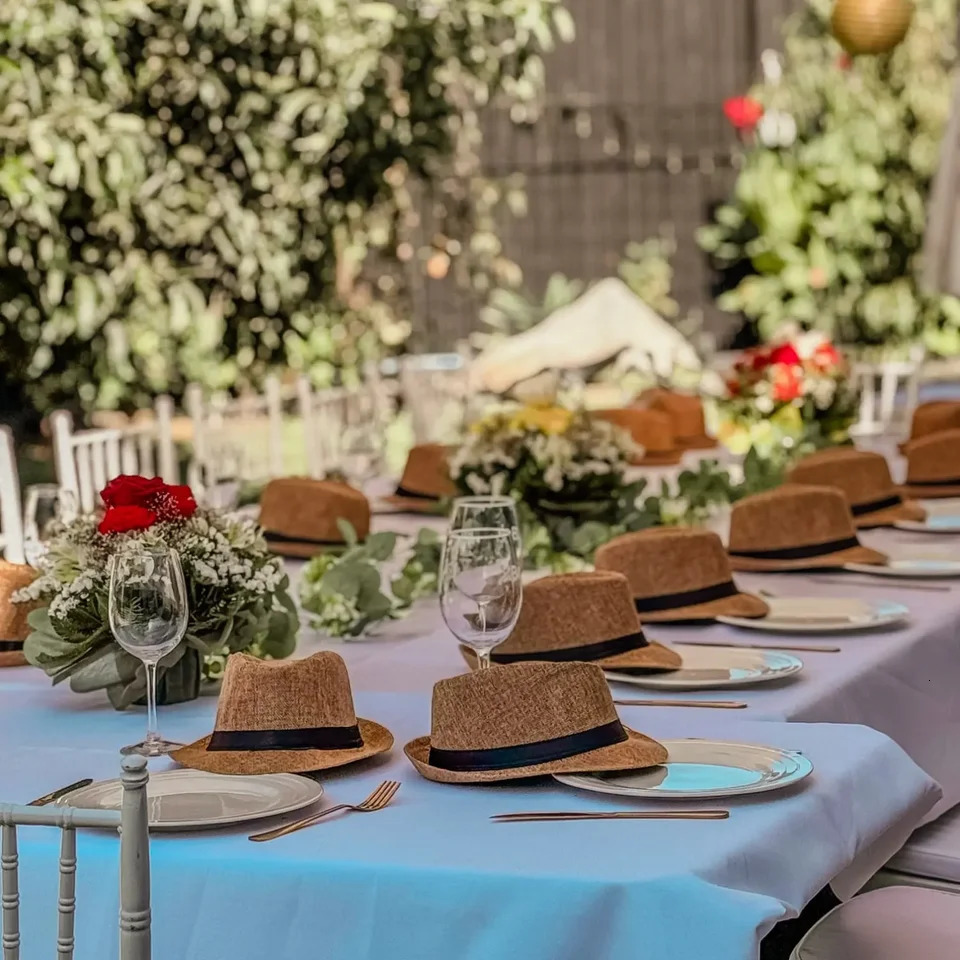 636PCS Short Brim Sun Panama Hats for Wedding Beige Beach Hats Unisex 1920s Straw Hats Bulk Circumference 58 cm 251015