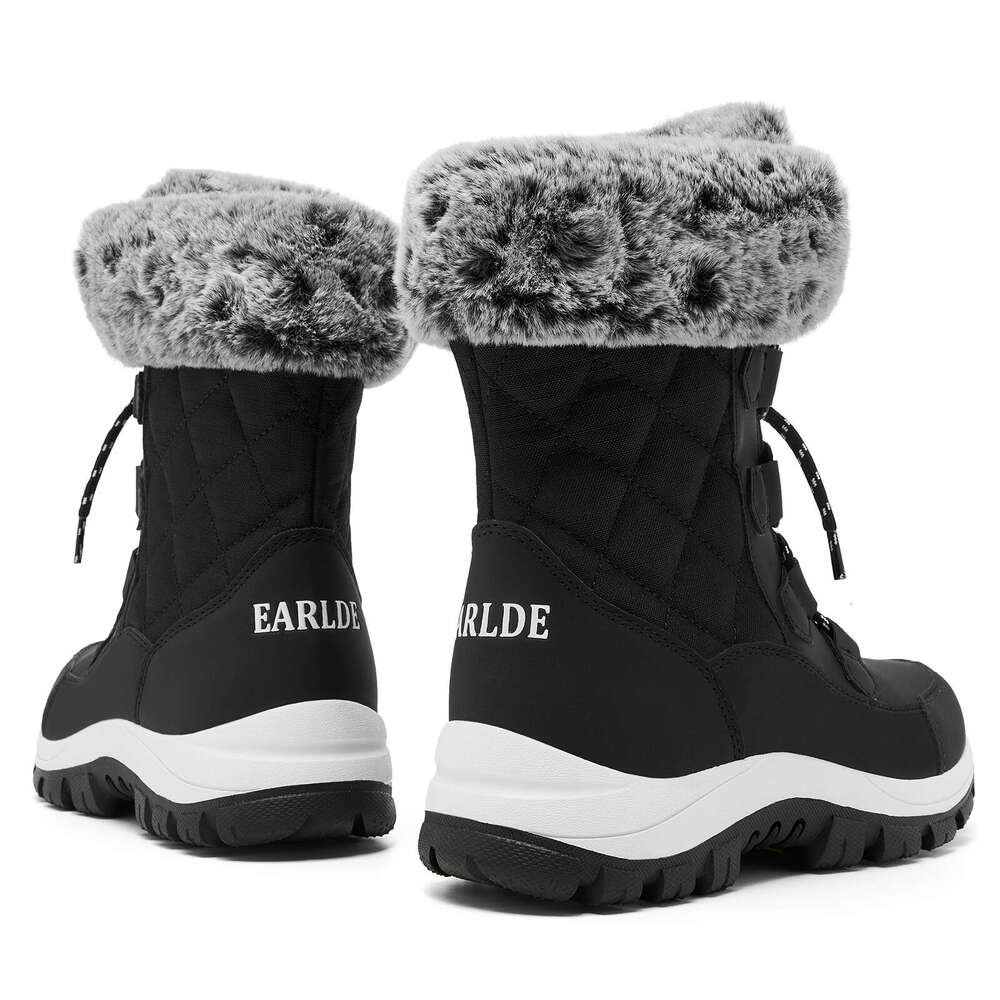 With Laces Warmth, Suitable Wear In Winter, Fit Women Plus Size Faux Fur Wide Width Fleece Snow Boots For Women, Cold Weather Gear, Laceup Boots, Clas