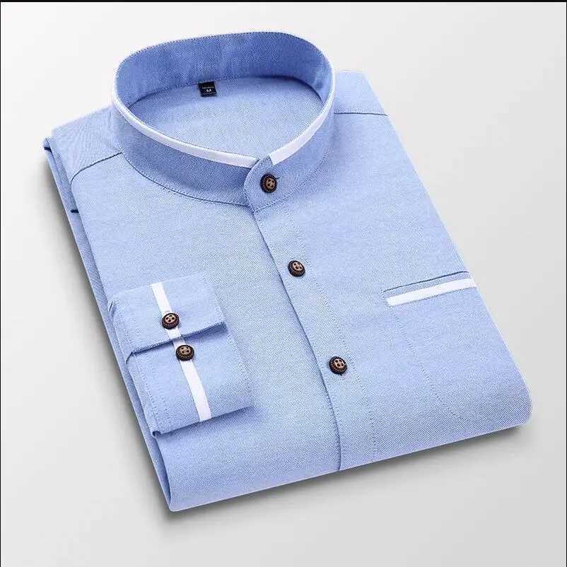 Black Male Stretch Long Sleeve ShirtsMens High Quality Stand Collar Pure Slim Fit Business Shirt Red White Camisa Man Chemise J251017