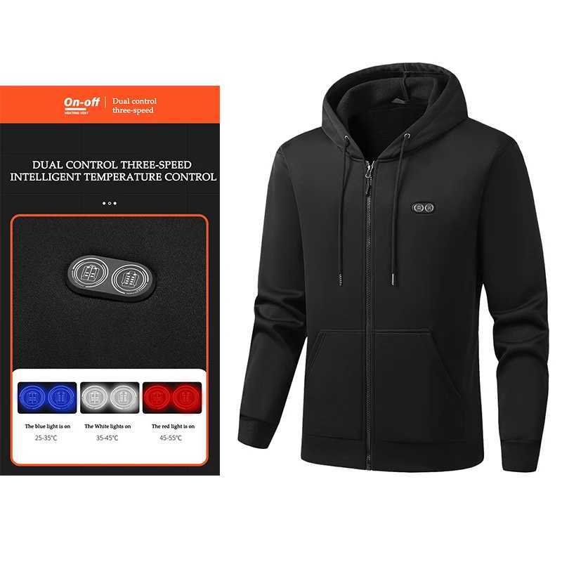 Hoody Jacket That Will Heat Up Windproof 17 Zones Heated Hoody Jackets Male Hoody Winter Warm Not Included The Power Bank H251017