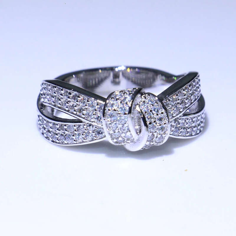 Choucong New Stunning Jewelry Sterling Sier White Clear Pave Cubic Zirconia Wedding Engagement Band Belt Ring fr Women Gift
