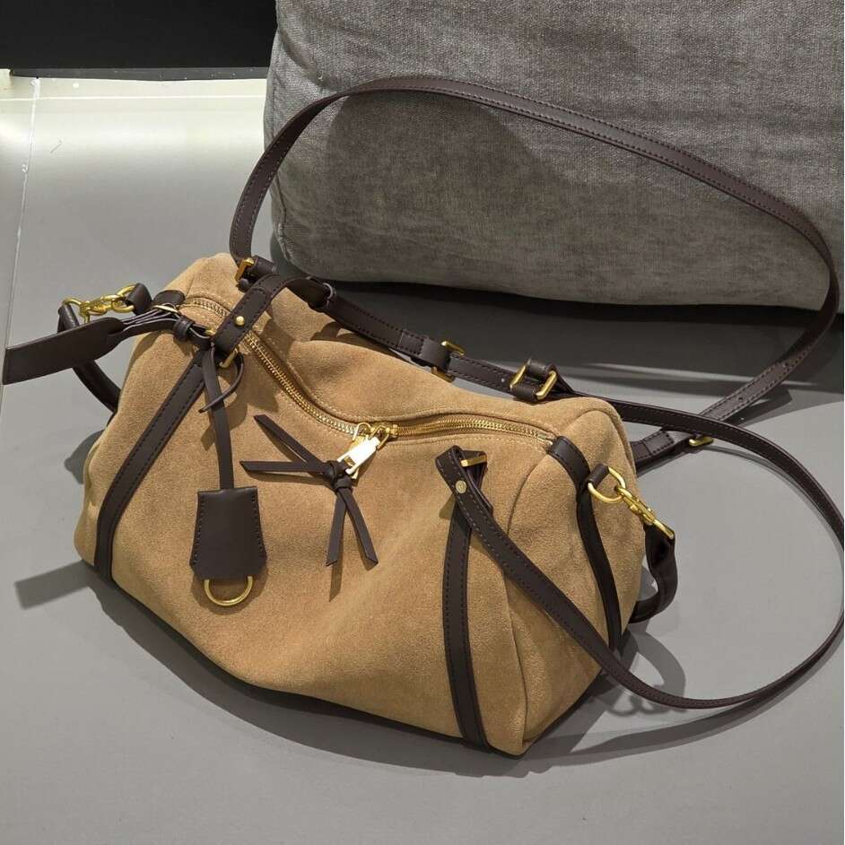 Autumn New Matte Leather Boston Pillow For Women, Large Capacity Single Shoulder Crossbody Commuter Bag, Bowling Bag