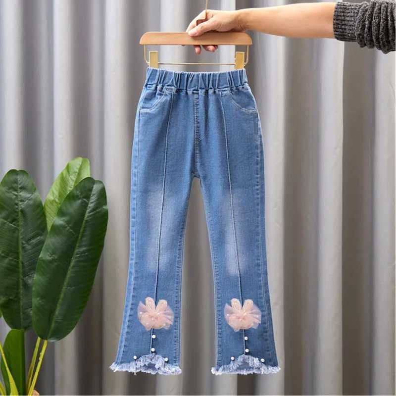 Childrens clothing girls jeans Spring and Autumn 2025 new style Western style Korean version girls bell bottom pants chT251017