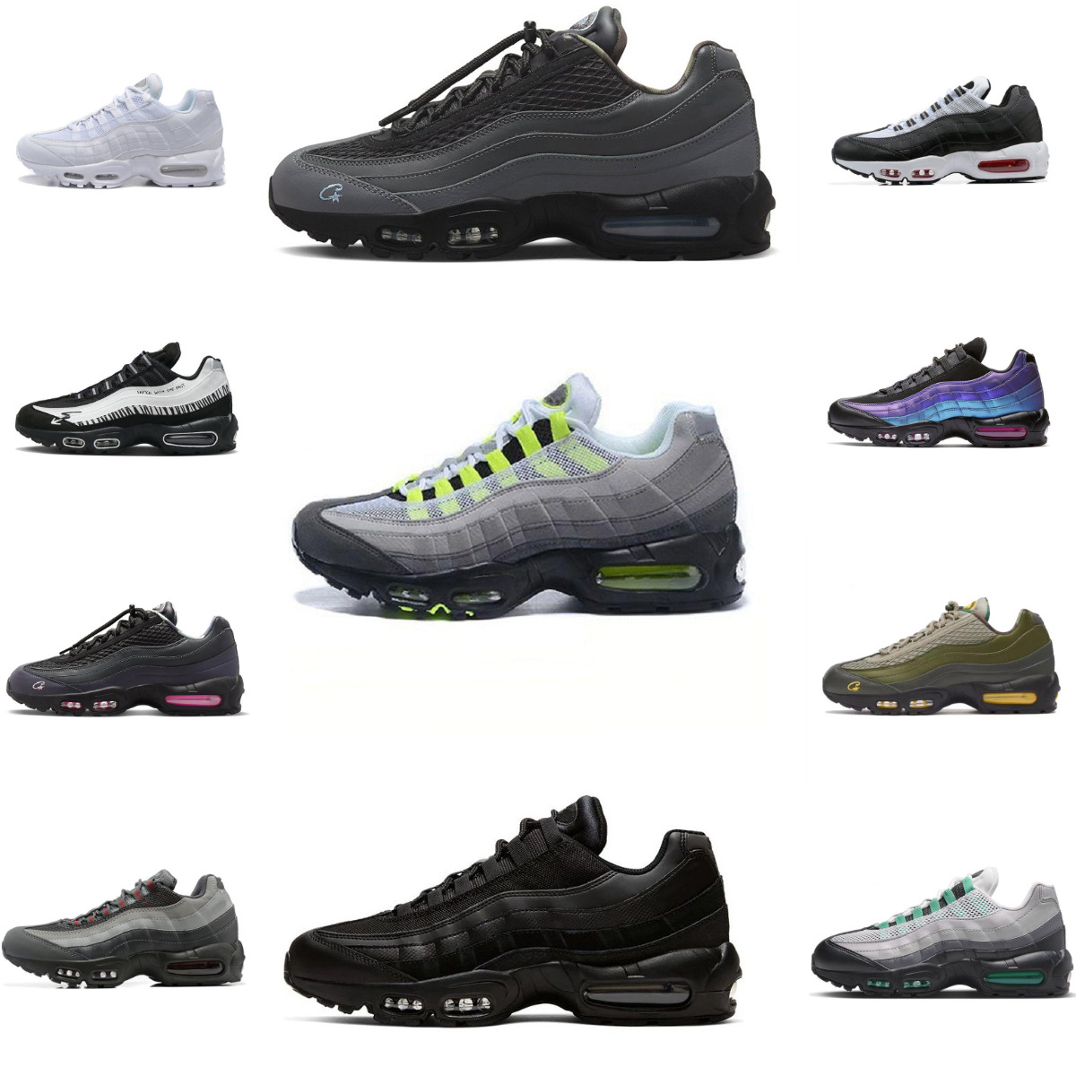 Trainers Mens 95 95S Sports Shoes Neon Stadium Green Triple Black White Outdoor Shoe Aegeans Storm Corteizs Sequoia Pink Beam Wheat Sketch Designer Tennis Sneakers