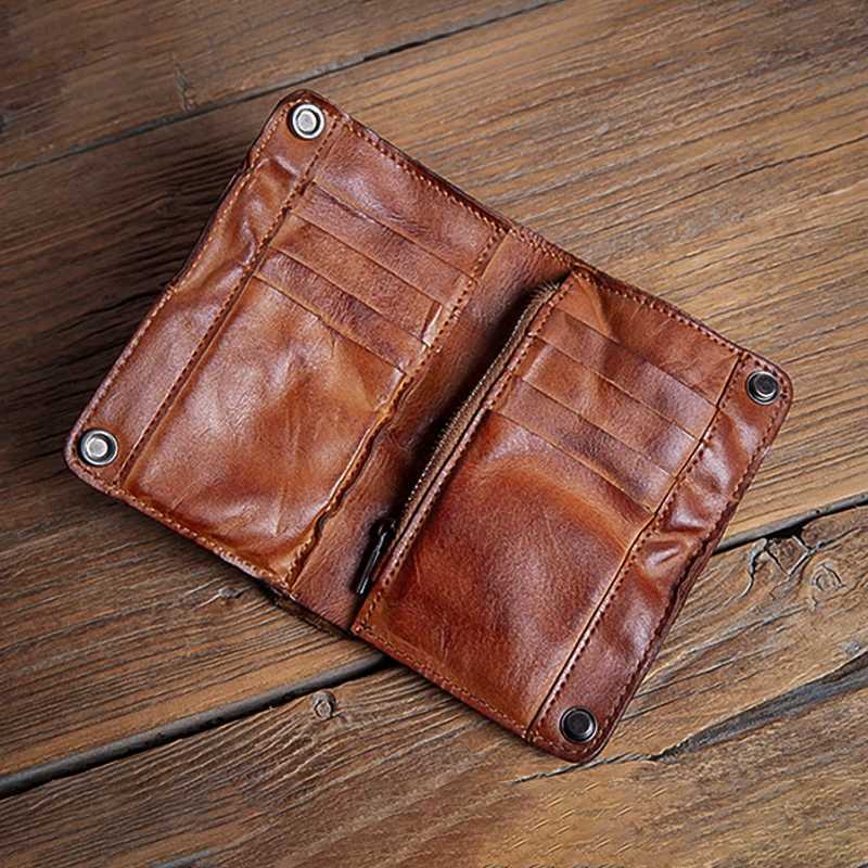 GURO High Quality Men Genuine Leather Wallet Vintage Bifold Money Clip Credit Card Holder Luxury Design with Zipper Coin PocketW251017
