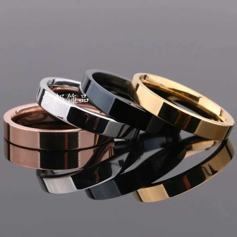 Men 4mm Korean Simple Smooth Ring Titanium Steel Couples Outer Flat Inner Arc Rings for Men and Women Wedding RingW251017