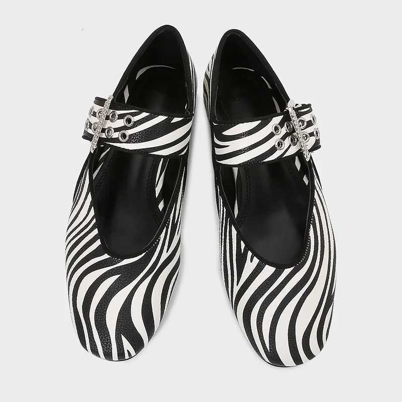 Fashion Zebra Print Ballet Flats Women Luxury Wide Strap Metal Buckle Mary Jane Shoes Comfort Casual Designer Shoes for Women Z251015