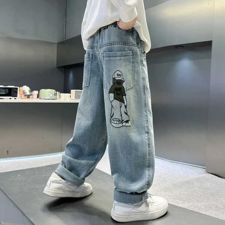2025 Fashion Cartoon Jeans for Boys Teenage Children Jeans Elastic Waist Denim Pants Kids Trousers for Boys Kids Clothes 514TT251017