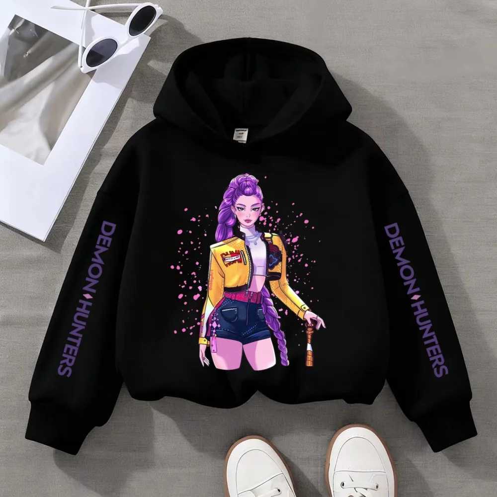 2025 KPop Demon Hunter Girls Boy Hooded Sweatshirt Warm Childrens Korean Wave Fashion Casual Tops Casual Girls Clothing C251017