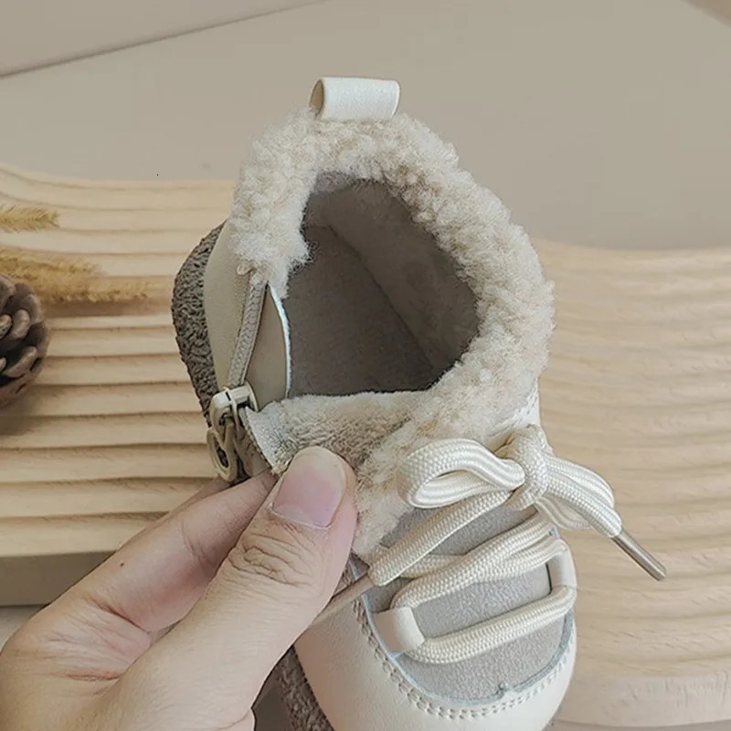 Winter Baby Boots Leather Warm Plush Boys Boots Soft Sole Fashion Toddler Girls Children Snow Boots EU 1625 251015