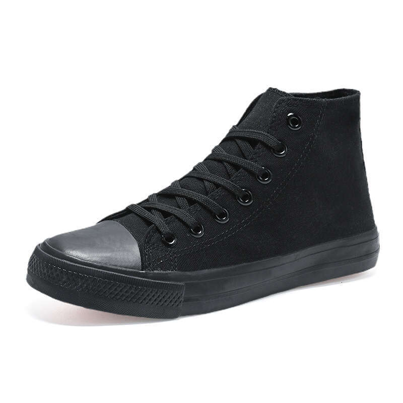 Spring High-Top Canvas Men's All-Black Classic Sneakers Breathable Student Casual Shoes new Korean College Style