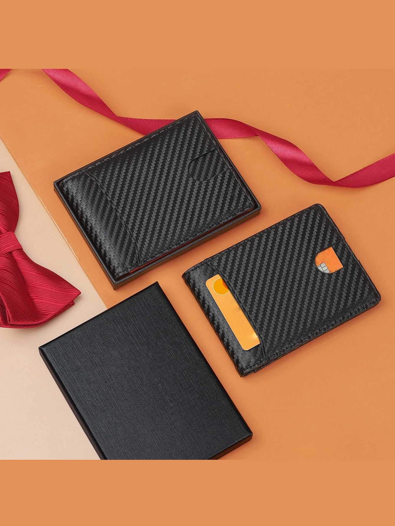 New Microfiber Simple Carbon Fiber Wallet Mens Credit Card Holder WalletW251017