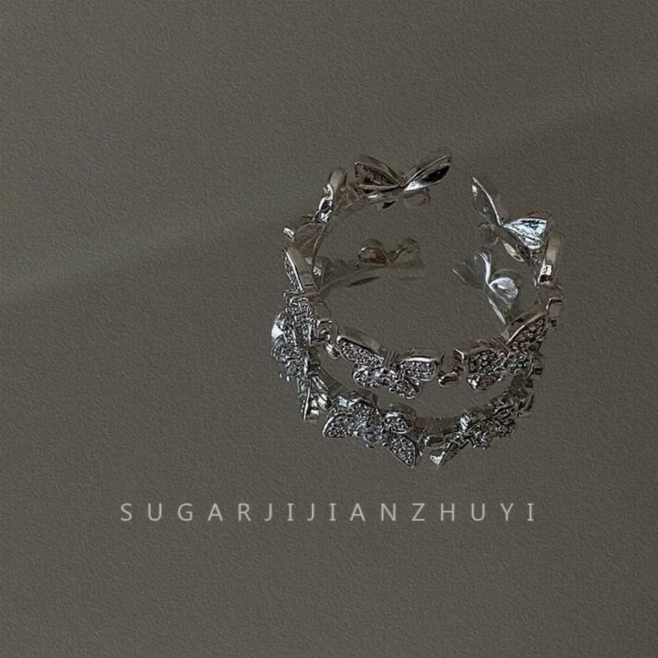 Trendy Punk Irregular Butterfly Rings for Women Metal Liquid Dissolved Aesthetic Egirl Gothic Insect Open Rings Jewelry Z251017