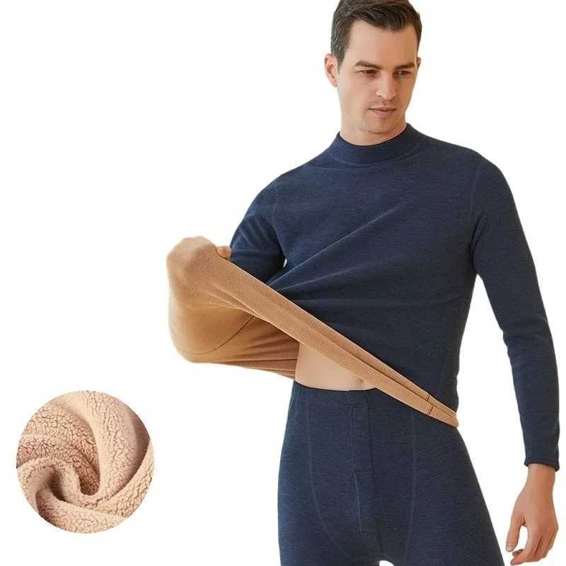 New Winter Thermal Underwear Men Mockneck First Layer 2 Pieces Underwear and Undershirts Keep Warm Clothing Elastic L4XL H251017