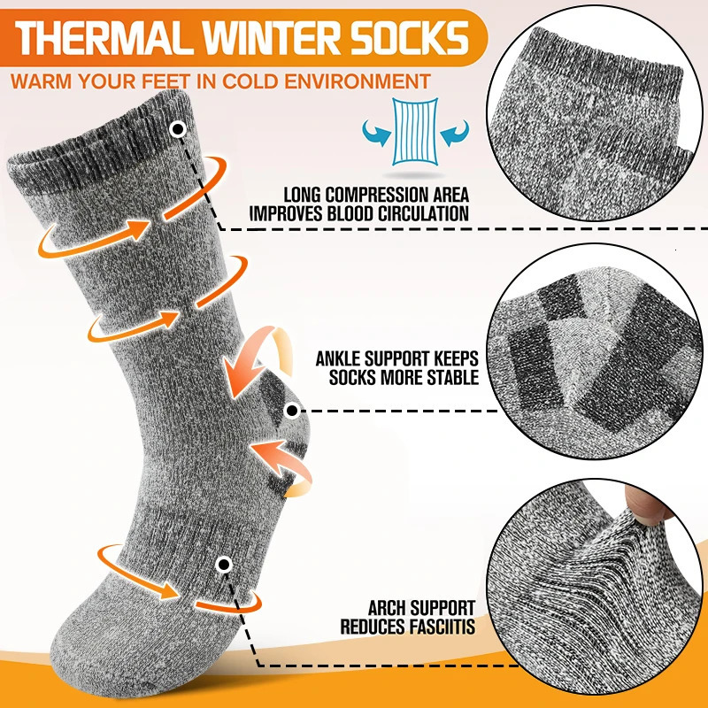 3Pairs Winter Men Socks Super Thick Thermal Mid Calf Socks Warm Wool Skiing Sports Socks 251017