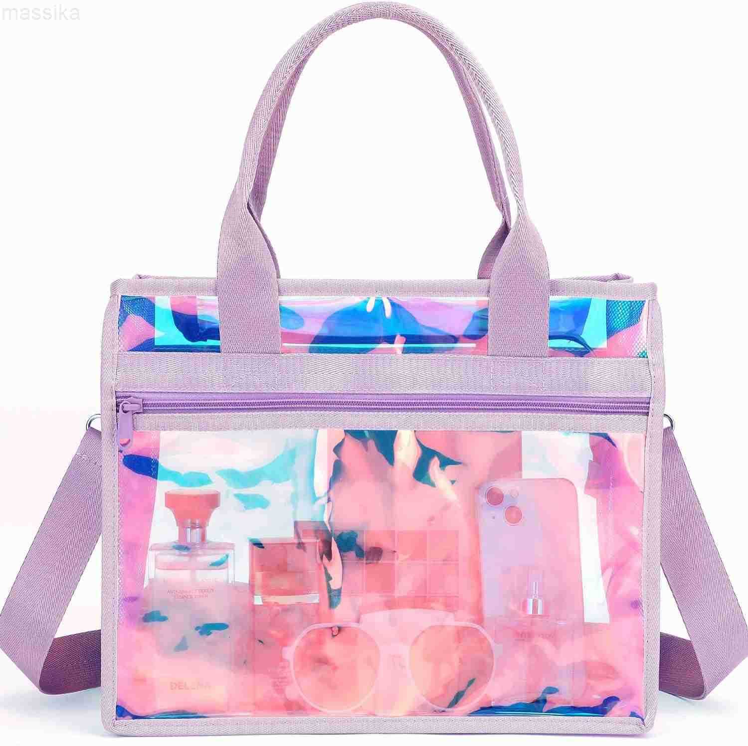 Clear Tote Bag for Women TPU Crossbody Handbag Clear Bag with Zipper Closure for Stadium Events Concert Work Beach M251017