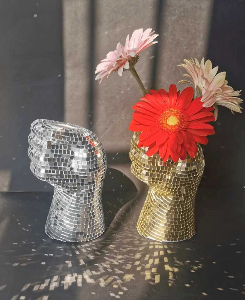 Creative Disco Ball Vase Body Shaped Flower Planter Pot Tabletop Sculpture Table Centerpiece Home Decor Unique Housewarming Gift C251017