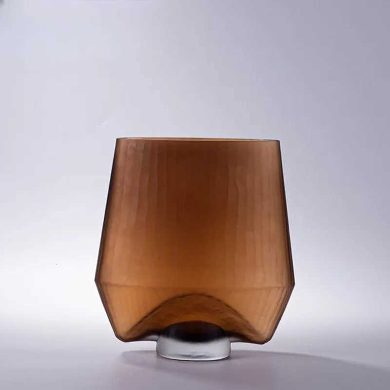 European Style Frosted Multiedge Design Transparent Glass Vase Creative Hydroponic Flowers Living Room Decoration Ornaments C251017