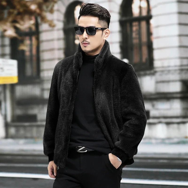 Men Autumn Winter Thick Warm Genuine Fur Jackets Male Short Stand Collar Coats Men Natural Mink Fur Overcoats P519 251017