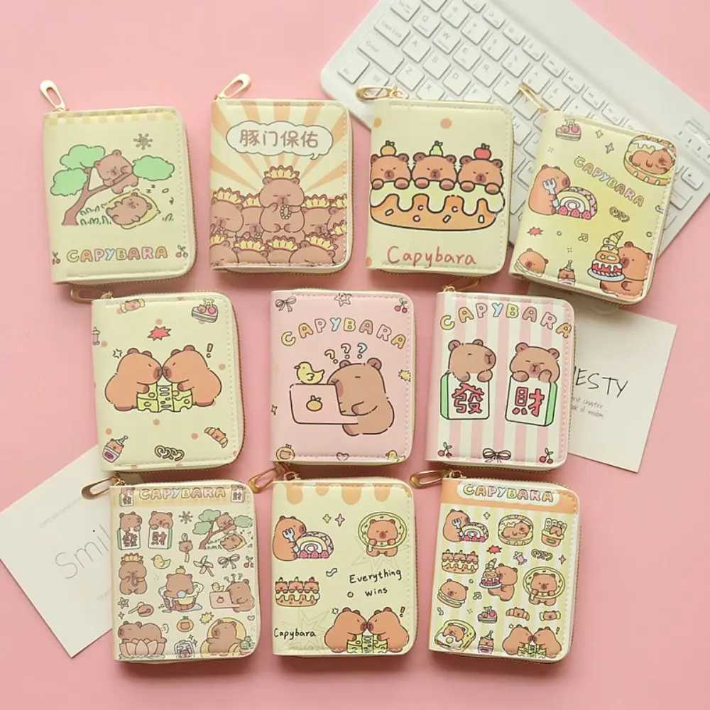 Cute Cartoon Capybara Money Coin Purse PU Leather Zipper Credit Card Holoder INS Style Card Wallets for Girls Students GiftW251017