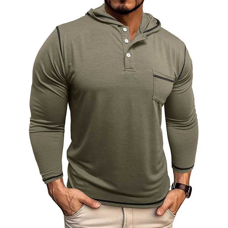Hoodies Sweatshirts Autumn and Winter Mens Long Sleeve Polo Shirt Mens Hooded Sweatshirt Tshirt American Top for Men Z251017