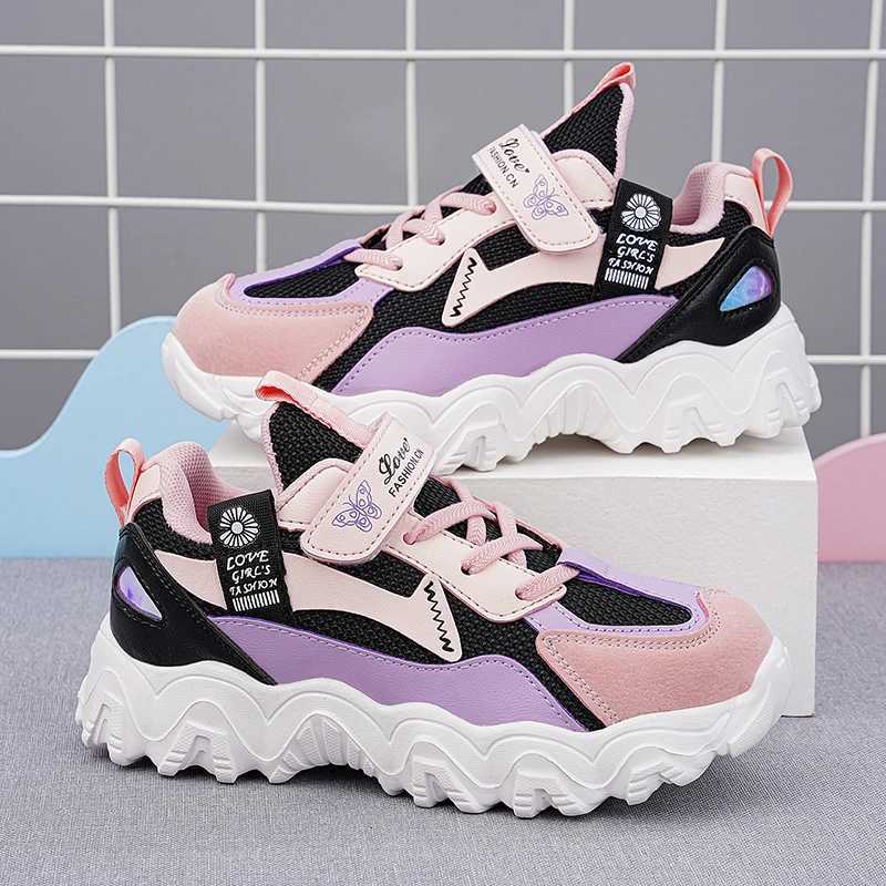 Fashion Children Shoes Girls Sneaker Black Pink PU Leather Platform Casual Sneaker School Tennis Sports Shoes for GirlsT251017