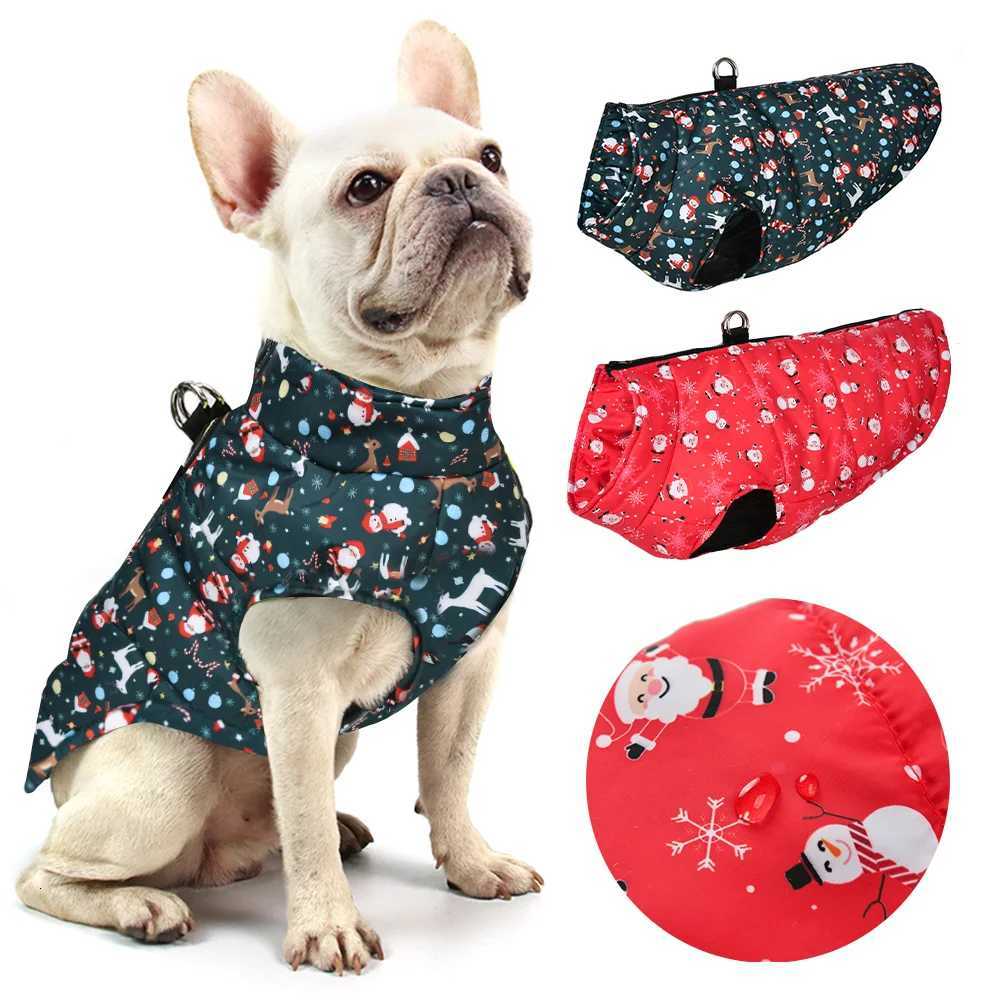 Waterproof Pet Jacket For Christmas Winter Warm Dog Coat For Small Medium Dogs New Year Santa Claus Print Pets Bulldog OutfitsW251017