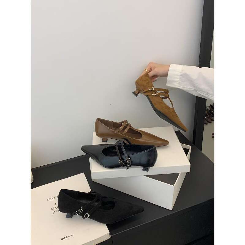 2025 New Sexy Cat Pointed Toe Designer Shoe - Women's French Velvet Mary Jane High Heels, Stylish Thin Heel Single Shoes