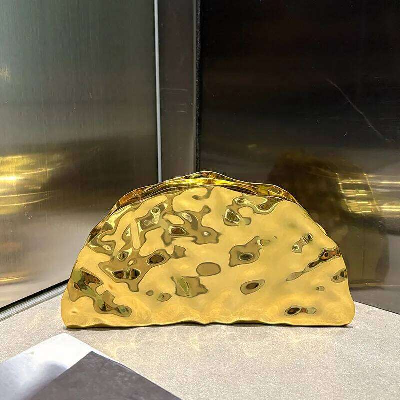 NEW Acrylic Shell Shape Gold Women Evening Party Cute Metal Shiny Purse Handbag 2025 Wholesale Clutch Bag