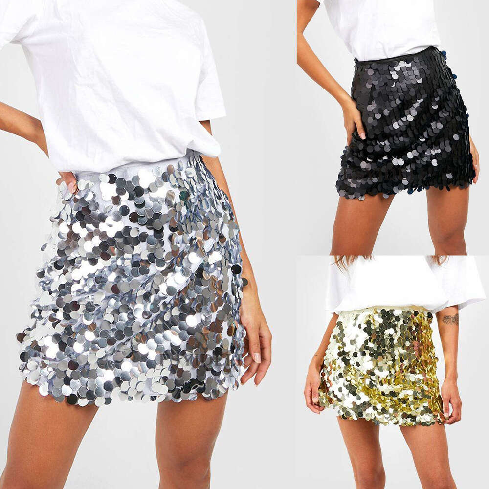 Women's Heavy Sequin Short High Waist Nightclub Sexy Bodycon Skirt B5