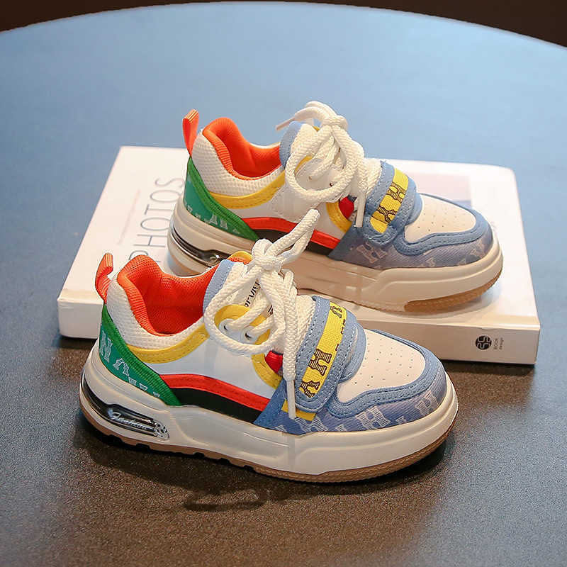 Childrens Fashion Color Block Versatile Sneakers 2024 Autumn New Boys Shoes Korean Style Girls Lightweight NonSlip Sports Shoes W251017