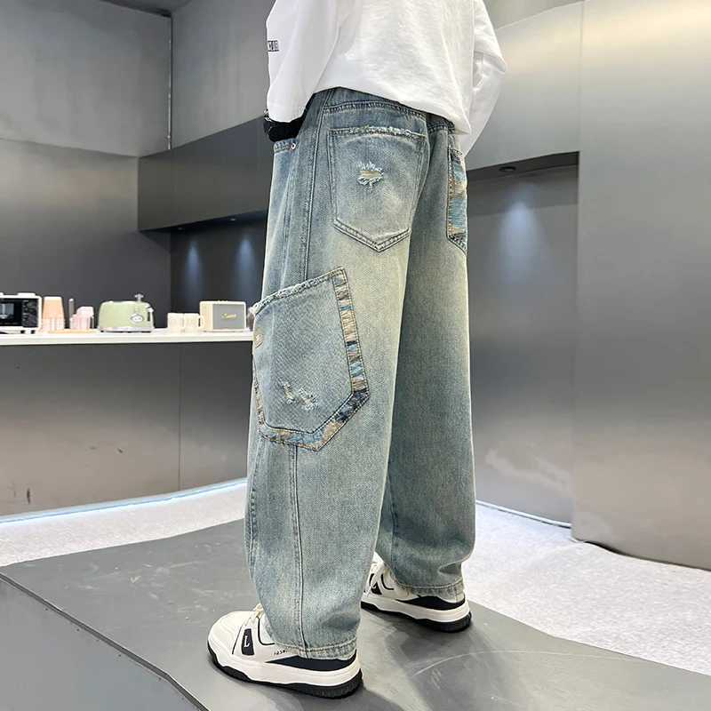 2025 Spring and Autumn Straight Jeans Side Pockets Versatile Loose High Quality Fashion Street StyleT251017