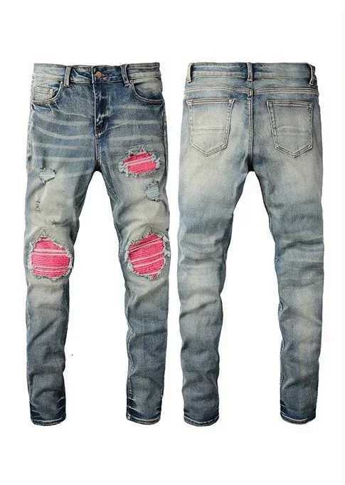 Hole Jeans Men Patchwork Ankle Length Trousers Washed Denim Pencil Pants Mid Waist Vintage Distressed Autumn Street Denims Y251105