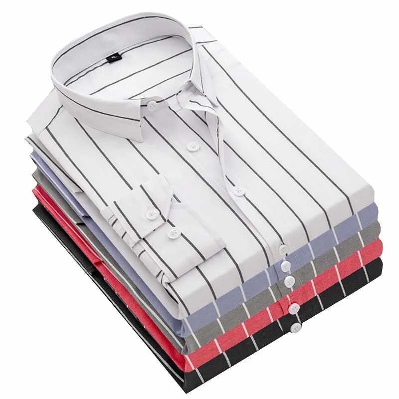 Blue Mens Single Breasted Buttoncollar Stripe Shirt Long Sleeve Fashion Fit Men Cotton Shirts Red Grey Large CamisaChemise J251017