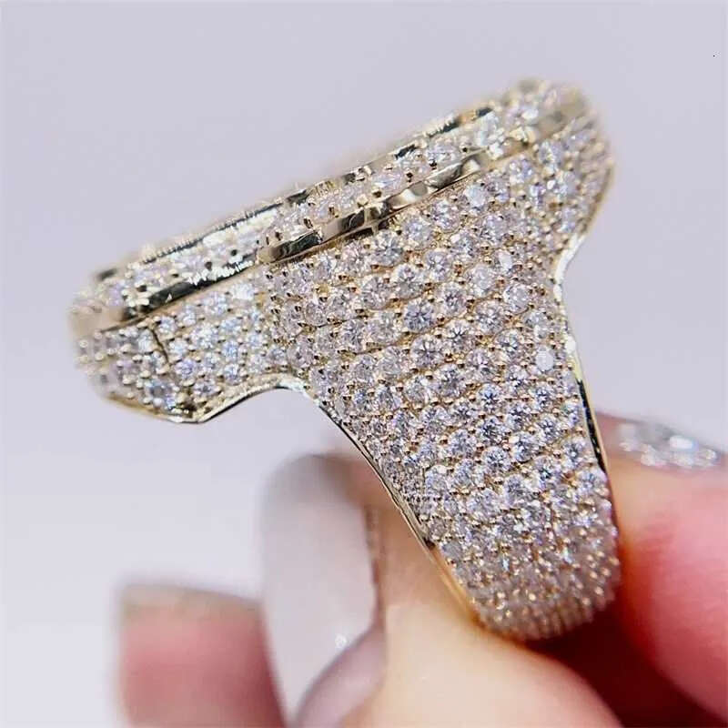Pass Dia Tester Men Hip Hop Iced Out Baguette Cut Moissanite 10k gold ring