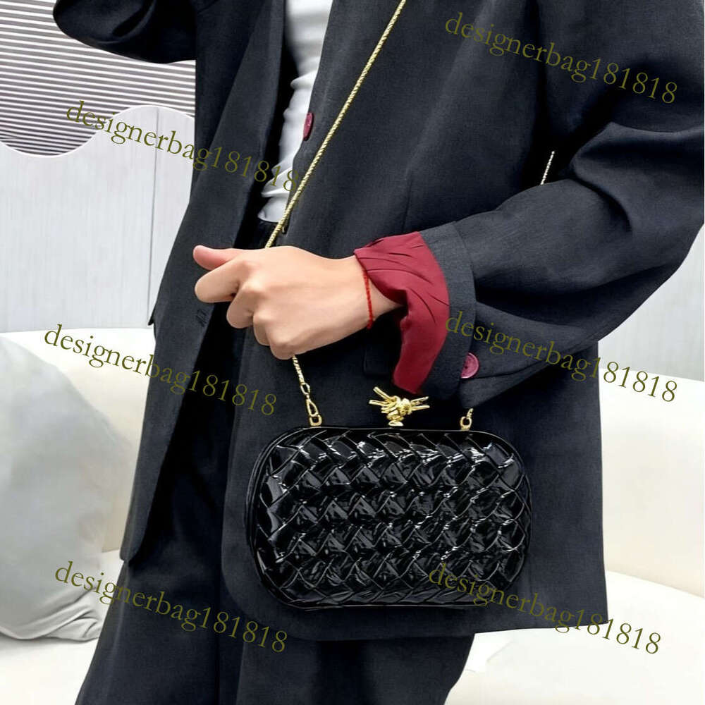 designer bag tote bag B's Woven Evening Chain Color Block Clutch Wind Clip Box Crossbody Shoulder Bag