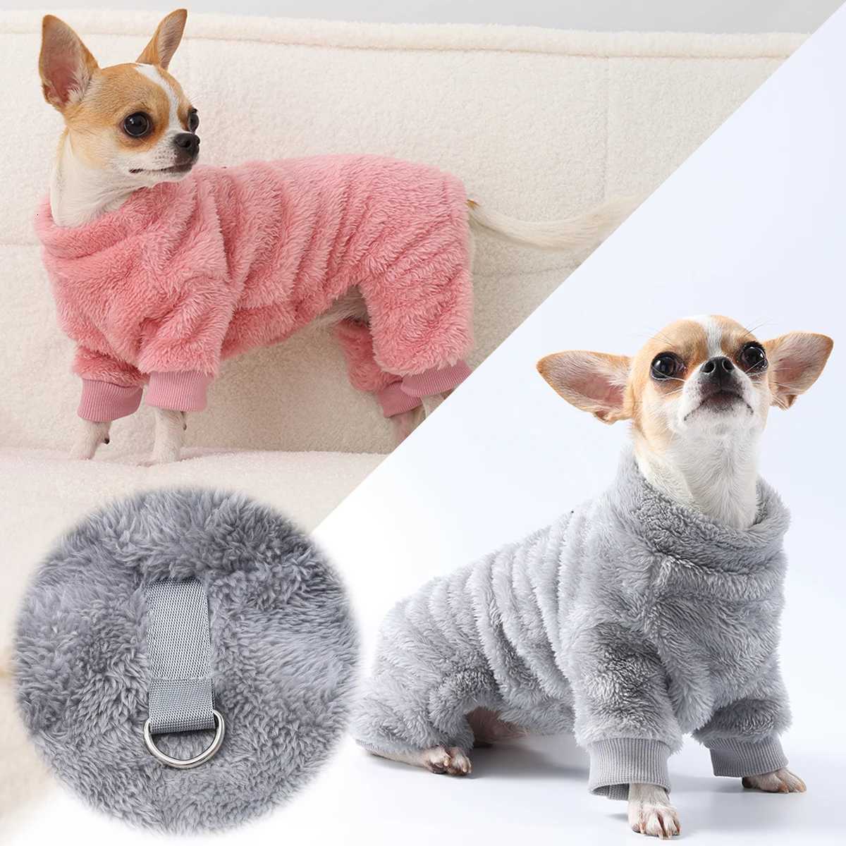 Four Legs Jacket Coat Winter Warm Pet Clothes Soft Flannel Dog Jumpsuit Puppy Cats for Small Medium Dogs Yorkie Outfit NewW251017