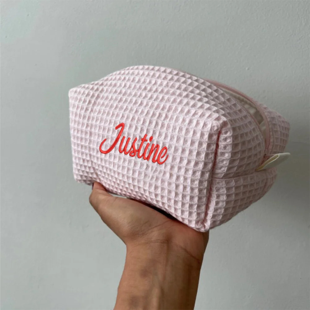 Custom Embroidery Name Cosmetic Bag Womens Corduroy Storage Bag Travel Wash Bag Personalized Birthday Gift Toiletry Bags251011