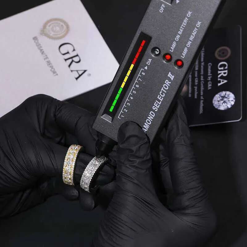 Mens Unisex Sterg Sier Wedding Engagement Ring Top Icy Fine Jewelry VVS D Color Moissanite Dia Gold Parties