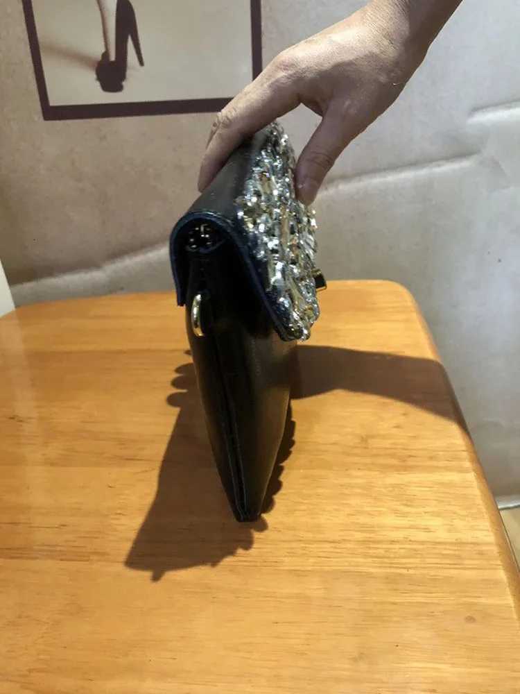 Cow Split Leather Clutch Bag Women Shiny Diamonds Handbag Flap Crossbody Envelope Messenger Bag Party Crystal Sling Shoulder Bag Z251017